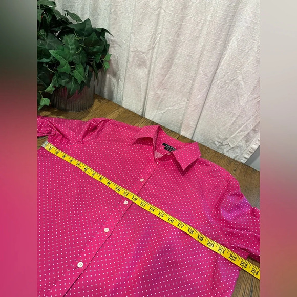 LAUREN RALPH LAUREN  pink & white polka dots button down shirt size XL - Picture 5 of 8